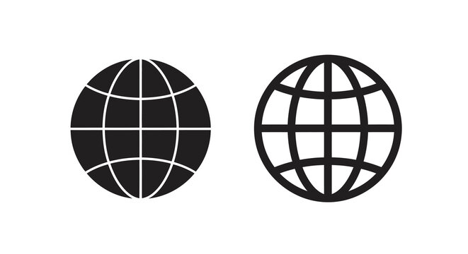 globes with grid lines flat icon earth