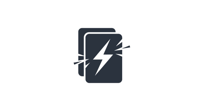 Battery with lightning bolt symbol.