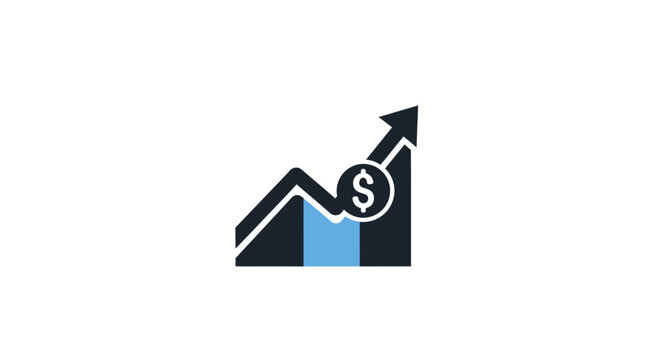 Black and blue graph with dollar.