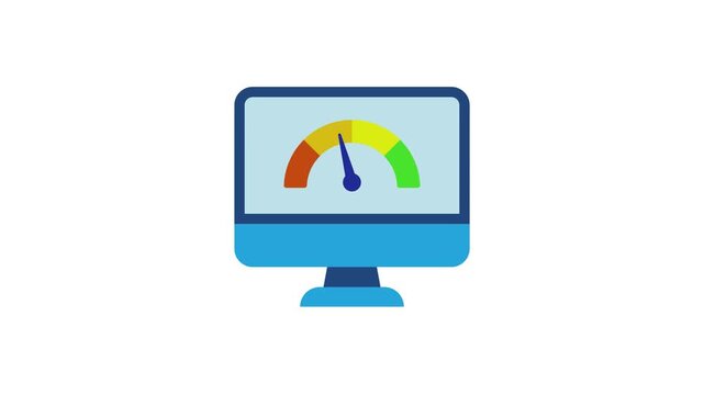 Computer screen showing internet speedometer animation isolated on white background