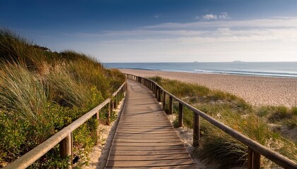 Obraz premium Wooden Path Leading To The Beach