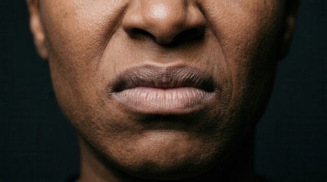 Close-Up Shot Of An Expression Of Disgust On A Dark-Skinned Person's Face