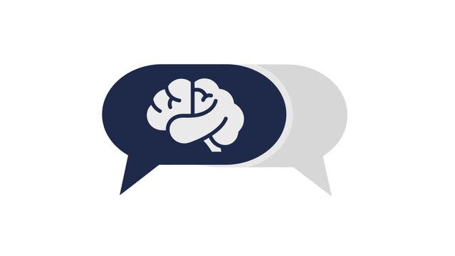 Brain in speech bubble thinking.