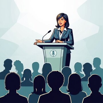 Businesswoman giving a presentation to an audience