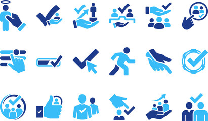 Fototapeta premium Human resources and management icons for recruitment selection and employee evaluation.