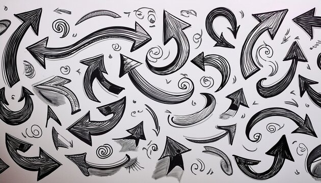 Doodles Icones De Fleches Noires Dessinees A La Main Illustration Ludique Minimaliste Presentation Professionnelle Ressource Graphique
