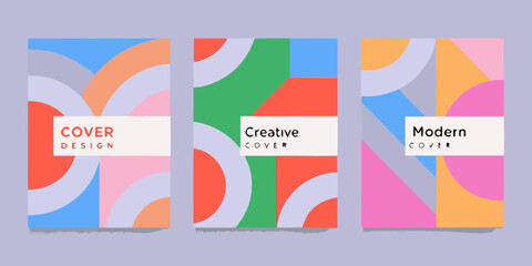 Obraz premium brochure covers with colorful abstract patterns cover pattern design modern creative template