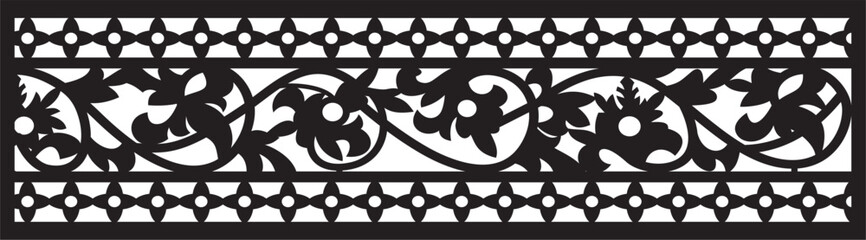 Decorative Flower Embroidery Ornament Carved Indonesian Gebyok with Vintage Ornamental Cut Pattern © ahmad