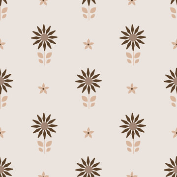Seamless pattern with cinnamon flowers on a beige background