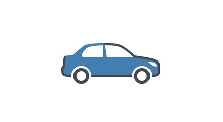 Obraz premium Blue sedan car side view.