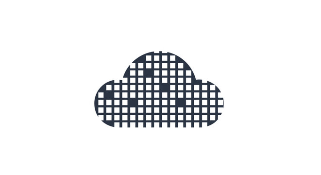 Cloud shaped mesh grid symbol icon.