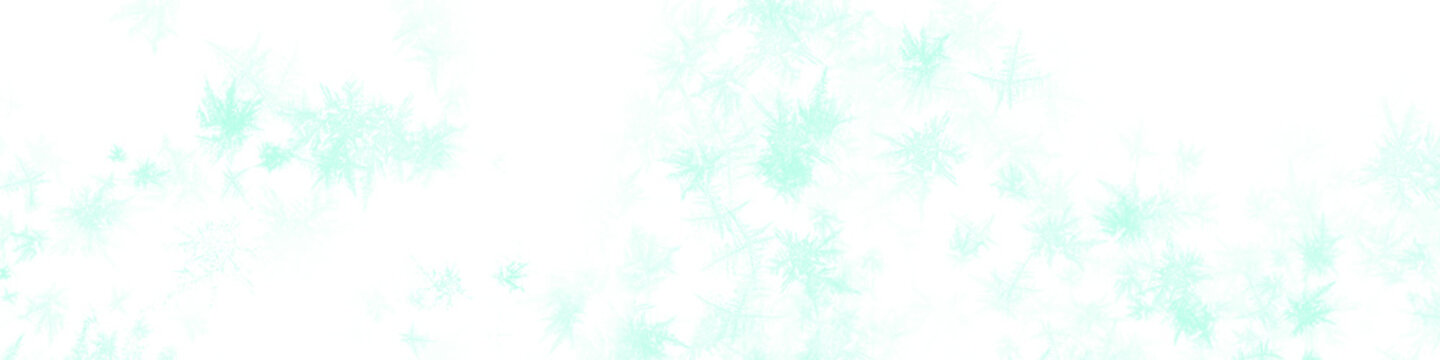Abstract frosty pattern on transparent background with square grid, mint green winter cold ice ornament.