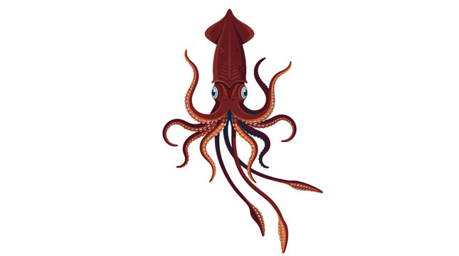 Large Red Squid in Water Column.