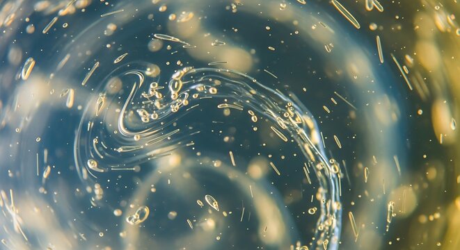 Swirling water with bubbles and light.