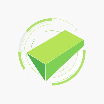 Abstract Green 3D Rectangular Prism with Circular Graphic Elements