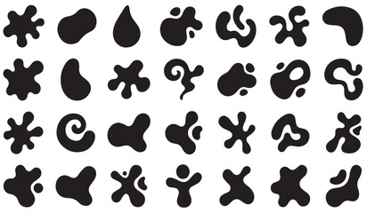 Fototapeta premium Bold Black Paint Splat and Cross Mark Abstract Vector Elements