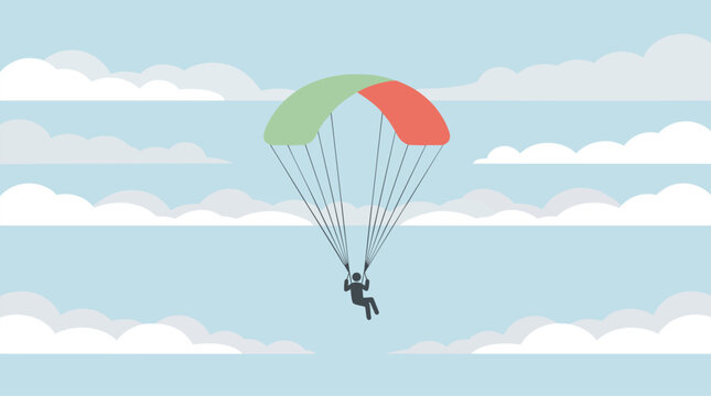 Parachute Vector Background Skydiving Concept Adventure Sport Scene