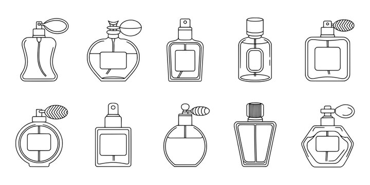 Perfume Bottles Set with Various Designs and Shapes for Illustration Featuring Design, Beauty, Cosmetic with Fragrance and Elegant Elements For
