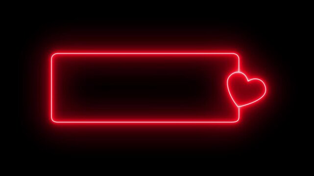 love neon hearts banner frame with text space.valentines day love tunnel, pink hearts on black background, valentine and romantic motion background.4k motion graphics video animation