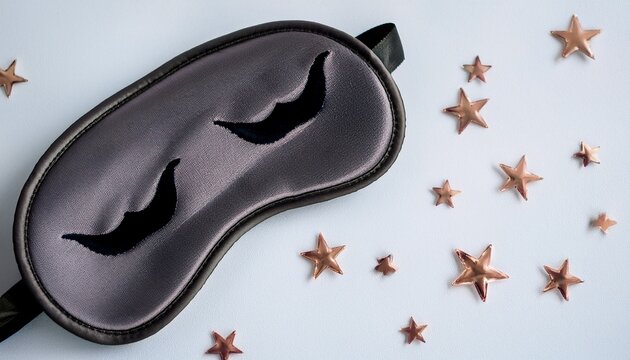 World Sleep Day Sleeping Mask On Light Background 13 March Flat Lay Illustrating Issues Related To Sleeping Vertical