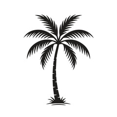 Obraz premium Minimalist black silhouette palm tree graphic icon with tropical, silhouette
