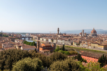 Obraz premium Florence Italy Cityscape with Cathedral and Old Bridge over Arno