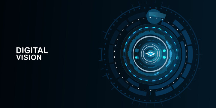 Concentric circle pattern with glowing blue elements futuristic vector illustration
