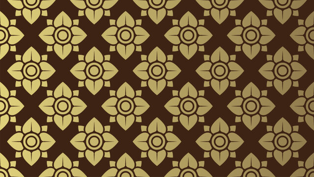 Luxury Brown Thai Floral Monogram Seamless Pattern Background for Premium Wallpaper Textile Packaging and Branding