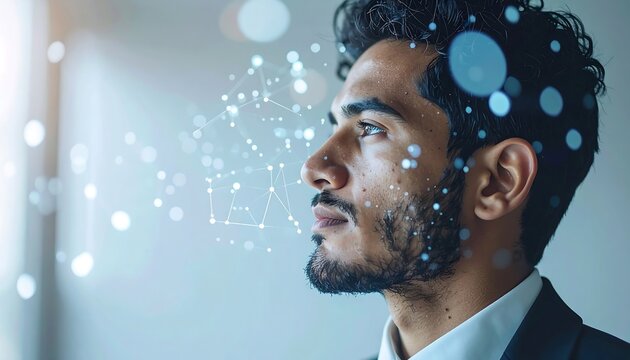 Professional Male Considering Ideas With Faint Tech Dust