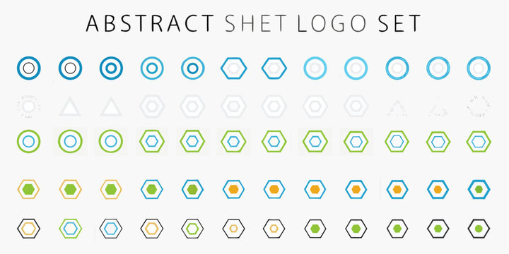Geometric Shape Collection Vector Icons With Light Blue And Yellow Tones