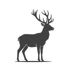 Fototapeta premium Minimalist silhouette of a majestic red deer stag standing with nature inspired