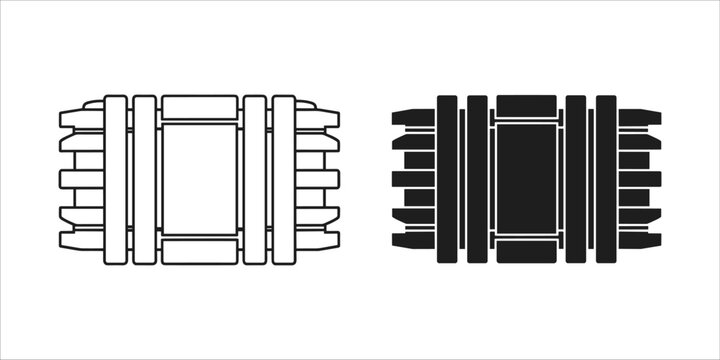 Explosive device outline and silhouette on white background for military or security concepts