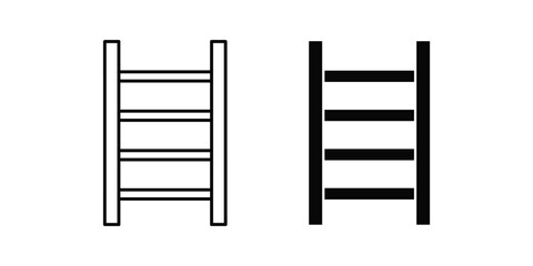 Two ladders one outlined the other solid black on white background symbolizing progress and options © PixoraStock
