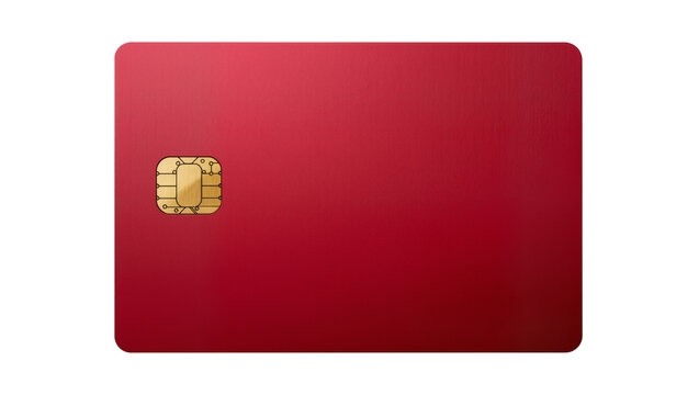 Red credit card with gold chip