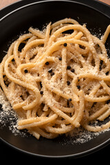 Naklejka premium Pici Senesi con cacio e pepe, Pasta Italiana 