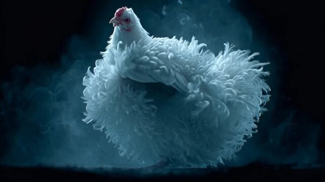 White Chicken in Dark Background.
