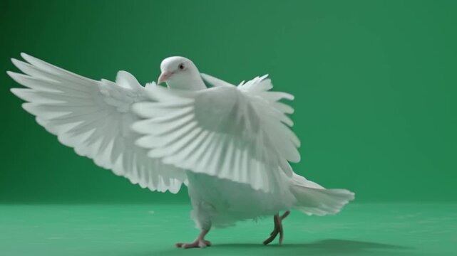 White dove with wings spread wide.
