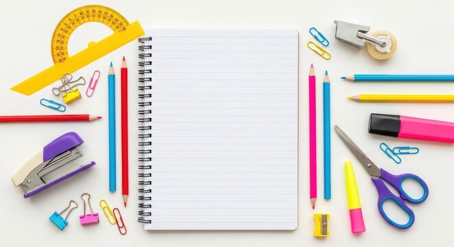 Back to school essentials colorful stationery and supplies for students