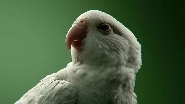 White parrot looking around curiously outdoors.
