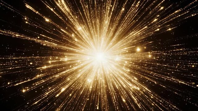 Golden Light Burst on Black Background.