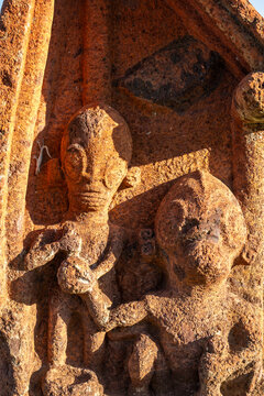 Ancient tiki carvings at Tohua Temehea, Taiohae, Nuku Hiva, French Polynesia