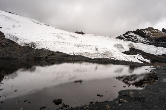 Pastoruri Glacier and its reflection in Huaraz, Peru&rsquo;s Andean region