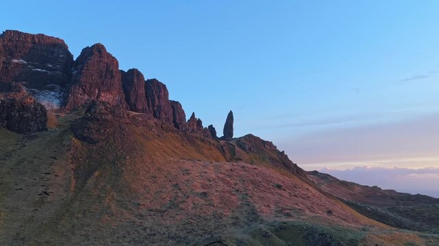 Old man of storr landscape sunrise on the isle of skye scotland