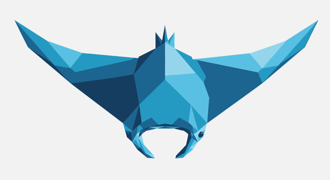 Geometric Stingray Illustration, Low Poly Marine Animal Design