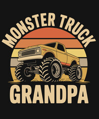 Monster Truck Tshirt Grandpa For Grandfather Retro Vintage © Puddin98