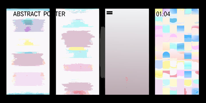 Abstract posters with colorful rectangular blocks vertical composition