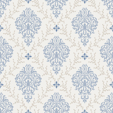 Damask modern seamless pattern element. Vintage classical old fashioned damask ornament, seamless texture for wallpapers, textile.