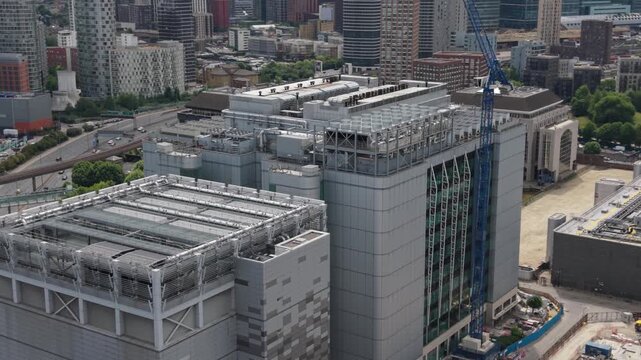 Large Data Center Campus Urban Aerial View Clear Daytime