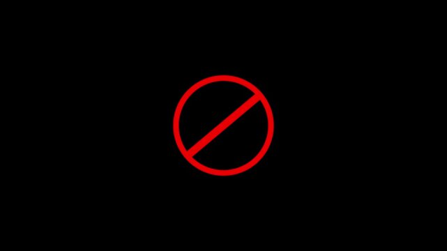 International prohibition mark. Ban forbidden sign. Traffic pictogram of Crossed out red circle. No symbol.4k video