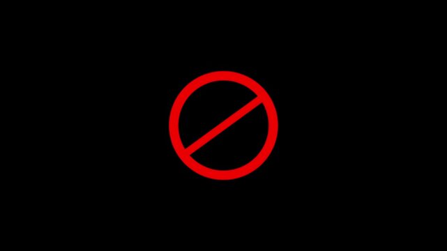 International prohibition mark. Ban forbidden sign. Traffic pictogram of Crossed out red circle. No symbol.4k video